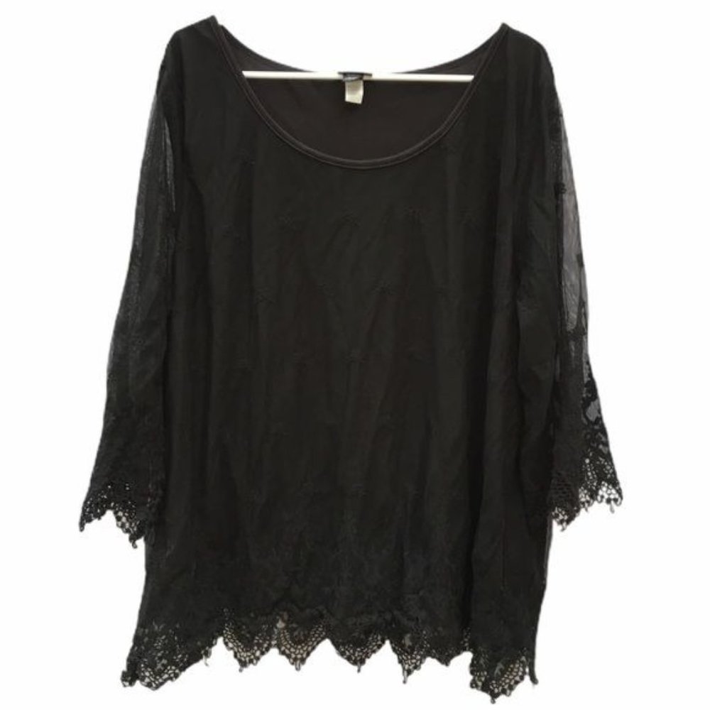 Torrid black lace bell sleeve long sleeve blouse 3